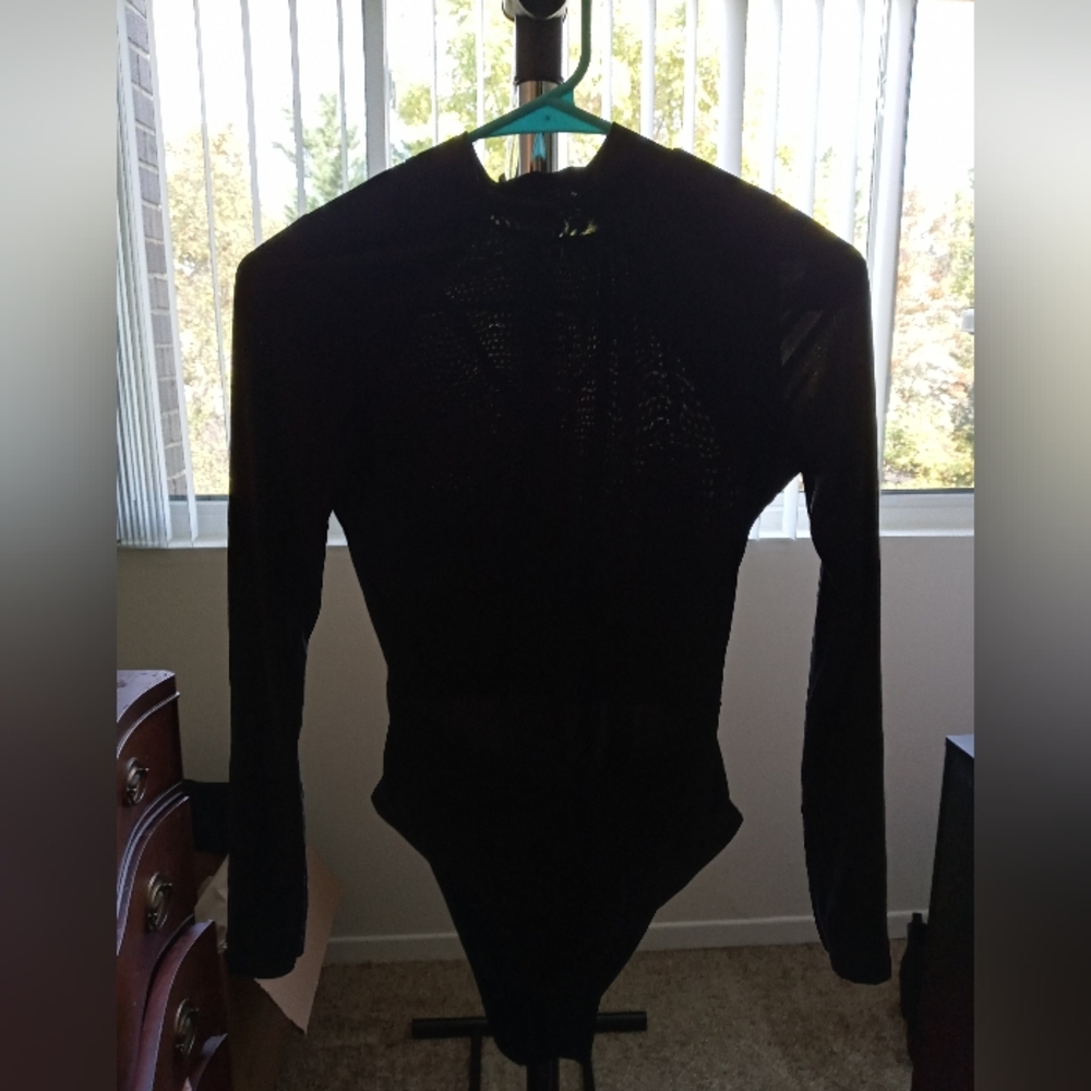 Nasty Gal NWT High Neck criss cross back black bodysuit